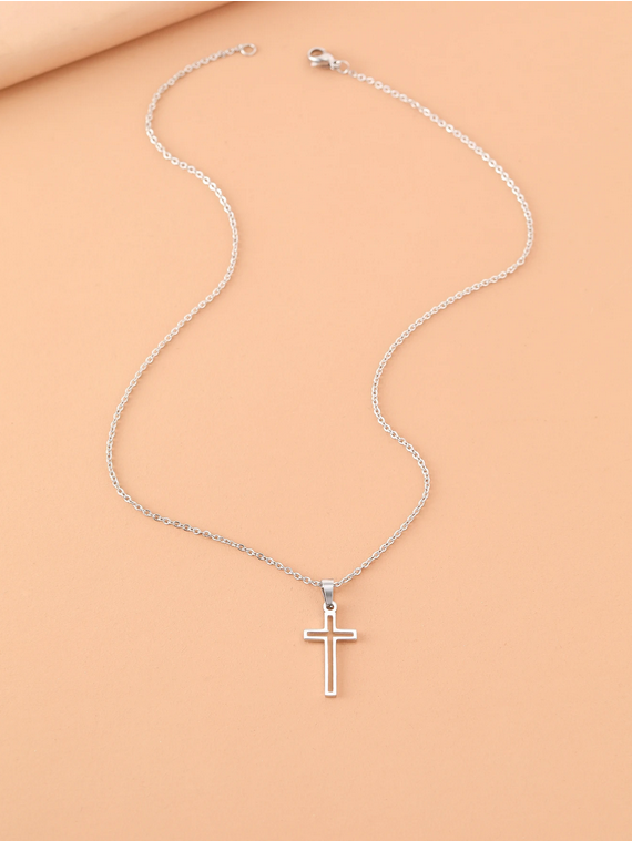 Collier croix en acier inoxydable pour femmes et couples
