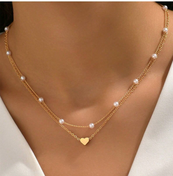 Colliers cœur avec perles