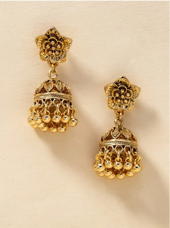 Boucles d'oreilles Jhumka vintage avec pompon