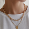 Collier superposé géométrique or jaune