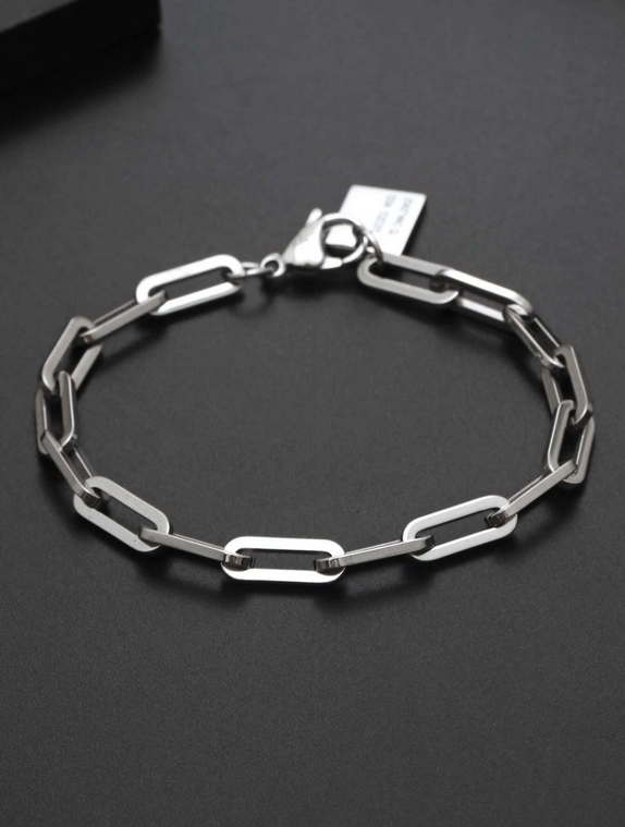 Bracelet chaîne minimaliste argenté pour hommes
