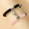 Bracelet couple cœur aimanté en quartz rose