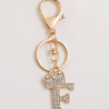 Porte-clés lettre et couronne en strass