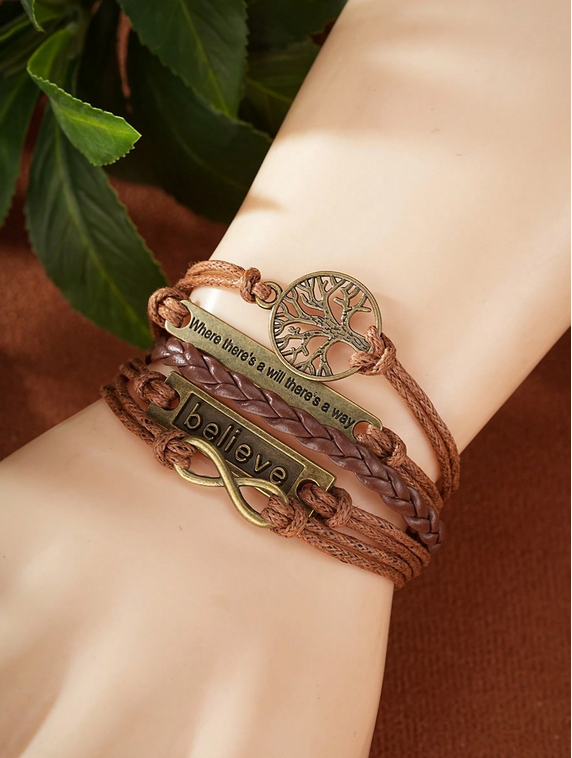 Bracelet lettres en alliage de zinc pour hommes et couples