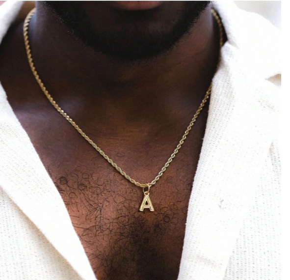 Collier initial or pour hommes