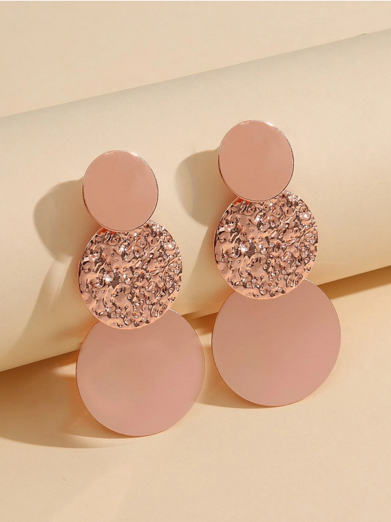 Boucles d'oreilles rondes texturées or rose