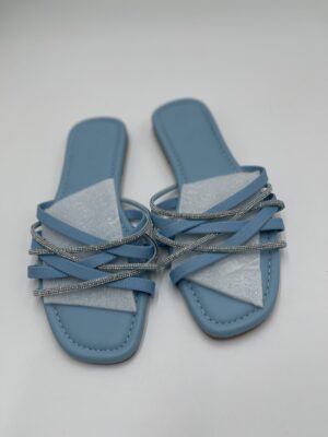 Sandales à strass bleu ciel femme