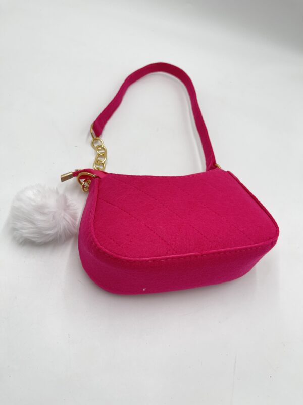 Sac Hobo à Pompons Chevron Rose Fluo