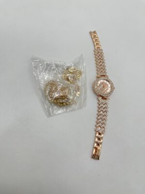 Montre à Quartz Rond avec Strass et 5 Bracelets