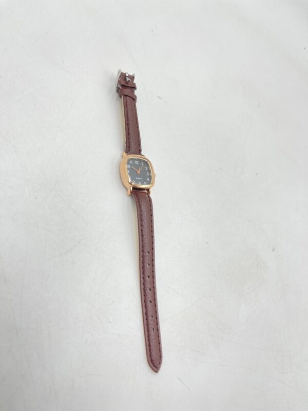 Montre à Quartz , Pointeur Carré avec Bracelet en Cuir PU Brun