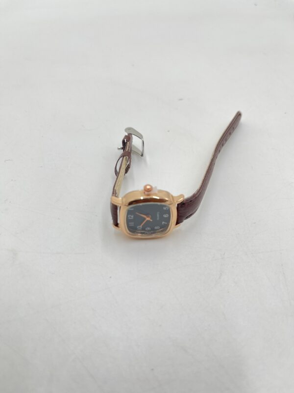 Montre à Quartz , Pointeur Carré avec Bracelet en Cuir PU Brun