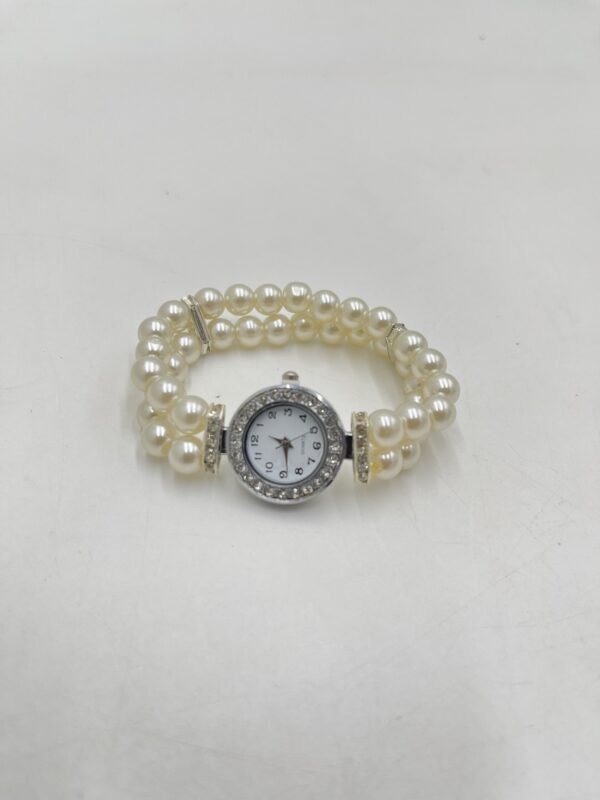Montre à Quartz à Décor de Strass, Bracelet Acrylique Blanc Montre à Quartz à Décor de Strass, Bracelet Acrylique Blanc