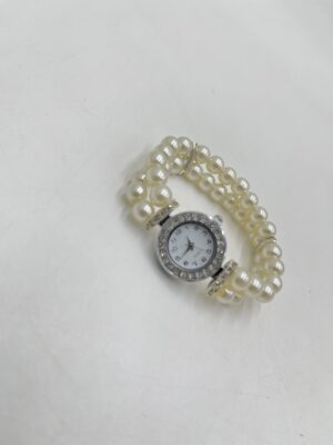 Montre à Quartz à Décor de Strass, Bracelet Acrylique Blanc