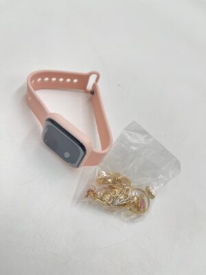 Montre Numérique Carrée en PVC Rose avec Bracelets