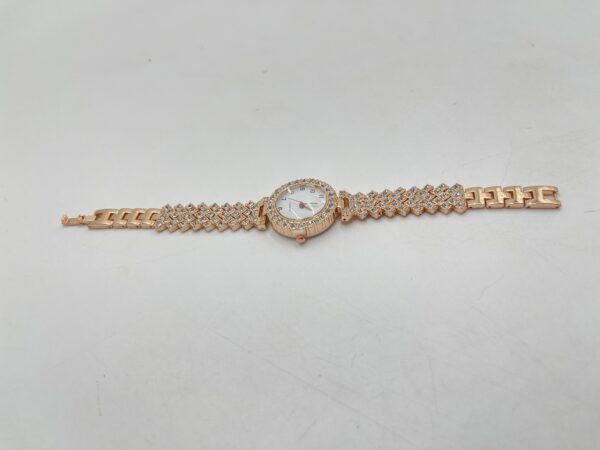 Montre à Quartz avec Décor en Strass, Bracelet en Alliage de Zinc