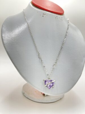 Collier cœur violet en argent