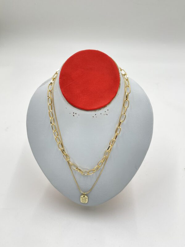 Collier superposé géométrique or jaune