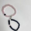 Bracelet couple cœur aimanté en quartz rose