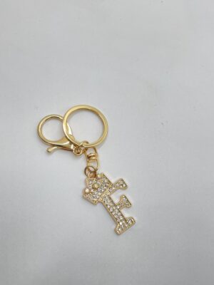 Porte-clés lettre et couronne en strass
