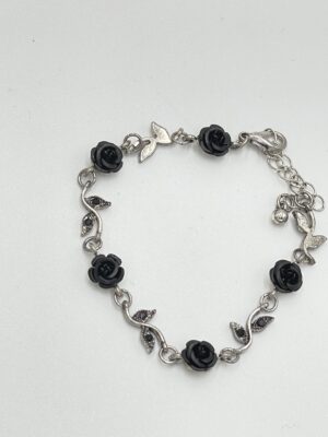 Bracelet minimaliste fleur de rose noire