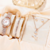 Montre à Quartz  avec Strass et Ensemble de Bijoux (5 pièces)