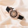Montre Vintage à Quartz avec Cadran Floral et Bracelet Noir