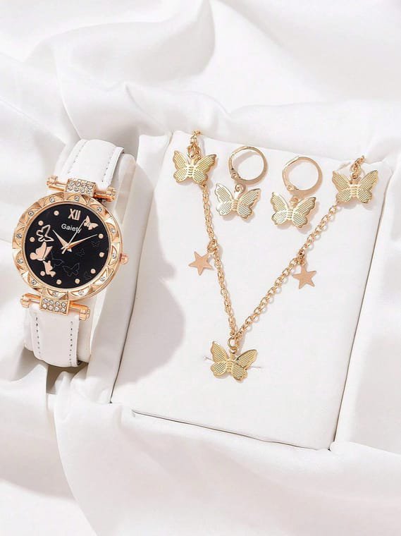 Montre Papillon à Quartz avec Ensemble de Bijoux