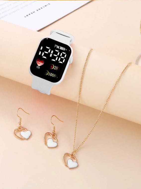 Montre de Sport Numérique LED  avec Ensemble de Bijoux