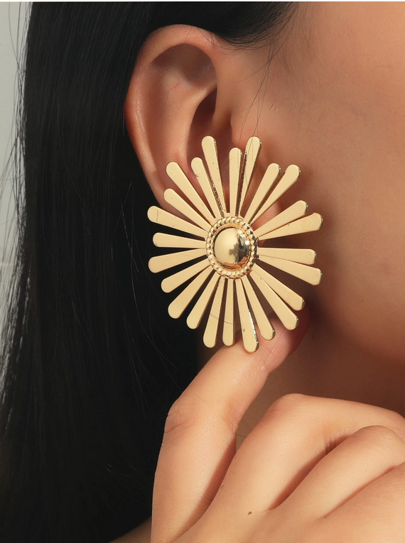 Boucles d'Oreilles à Fleurs Creuses Géométriques