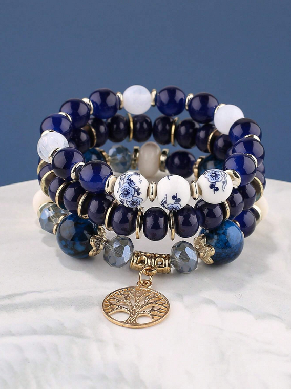 Bracelet de Perles à Breloque Ronde