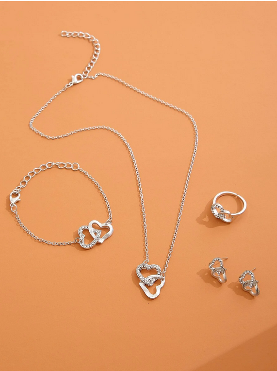 Ensemble de Bijoux Décor Cœur Strass
