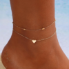 Bracelet de cheville cœur doré