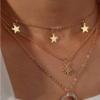 Collier lune et étoile en strass jaune