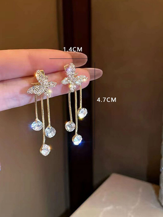 boucles d'oreilles papillon en strass