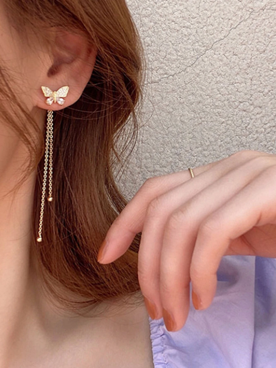 boucles d'oreilles papillon en strass