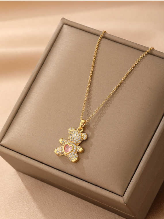 Collier pendentif cœur ours