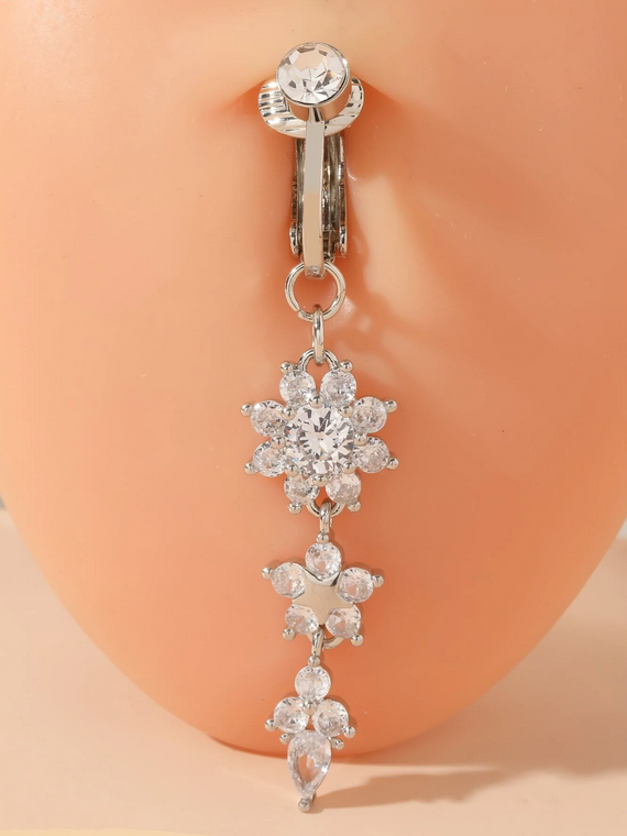 Piercing nombril fleur zircon