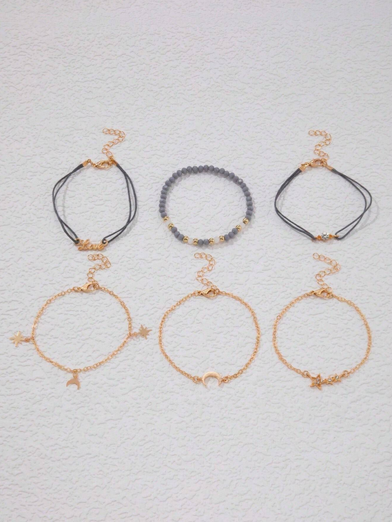 Ensemble de 7 bracelets étoile et lune en strass