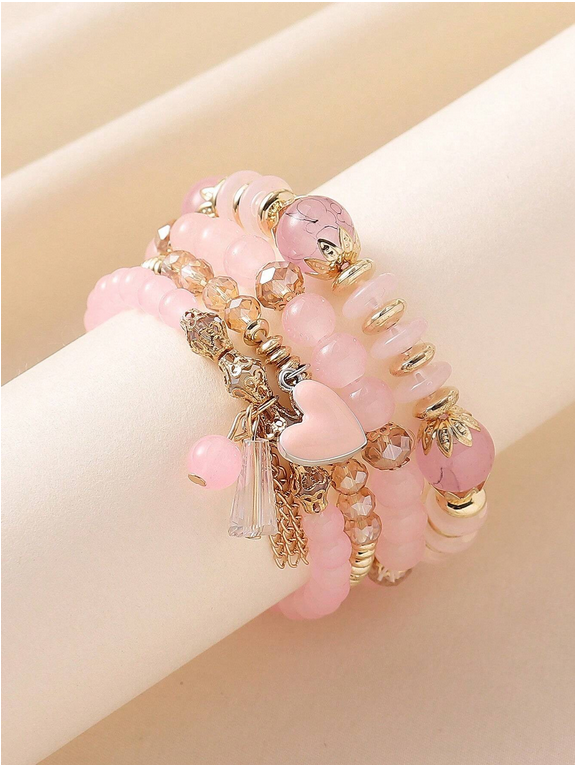Ensemble de Bracelets Style Rose Girly