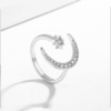 Bague à Décor de Lune et d'Étoile en Strass
