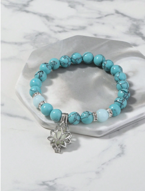 Bracelet Lotus Fluorescent – Bleu Turquoise Pour Homme