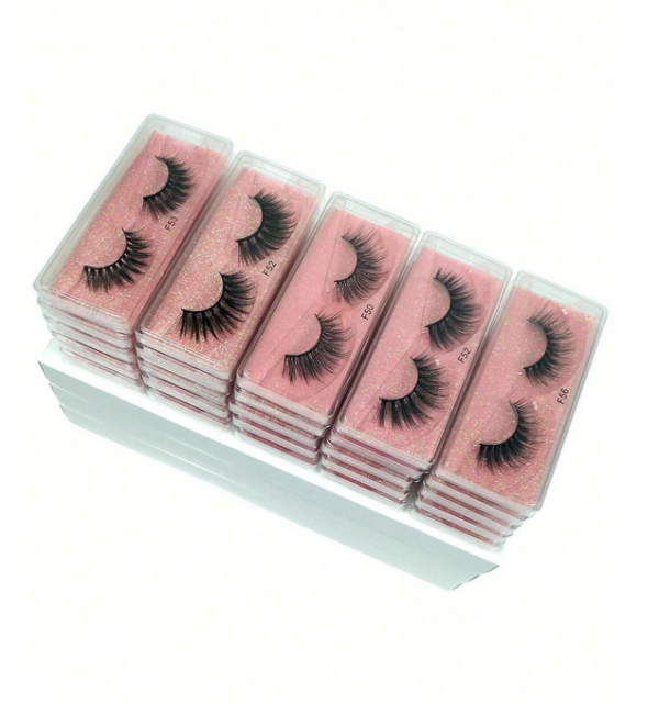 10 Paires de Faux Cils 3D en Vison