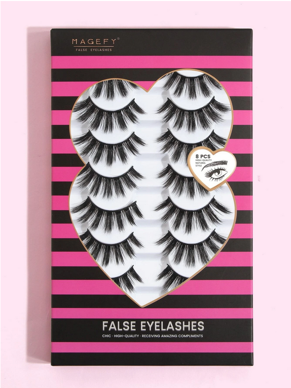 MAGEFY – 8 Paires de Faux Cils Naturels, Épais