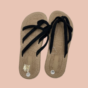 Tongs noires en suédine