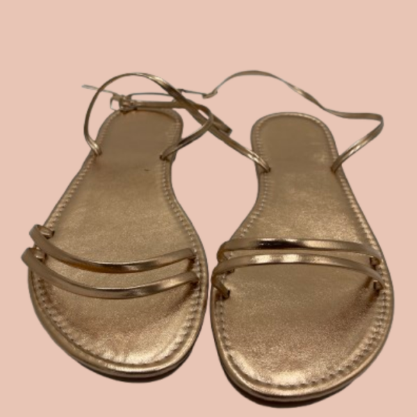 Sandales plates à boucle femme champagne