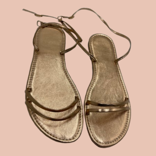 Sandales plates à boucle femme champagne