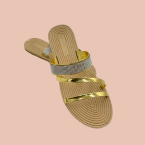 Sandales dorées à strass