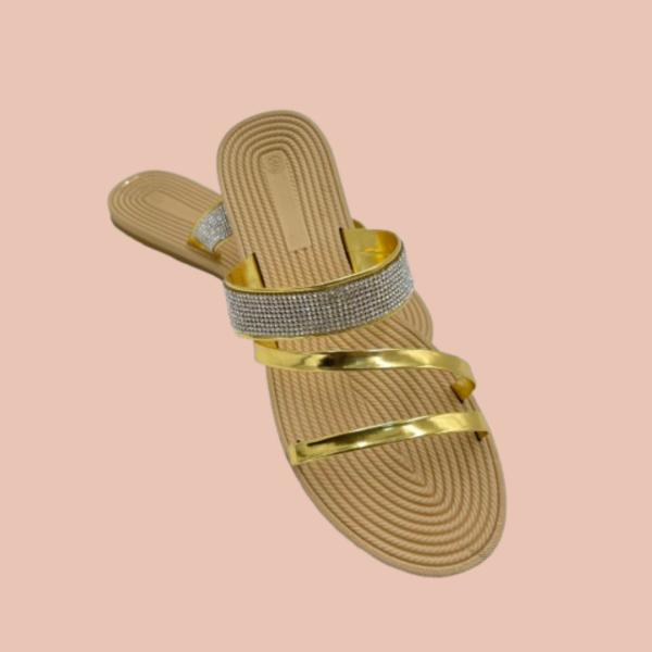 Sandales dorées à strass