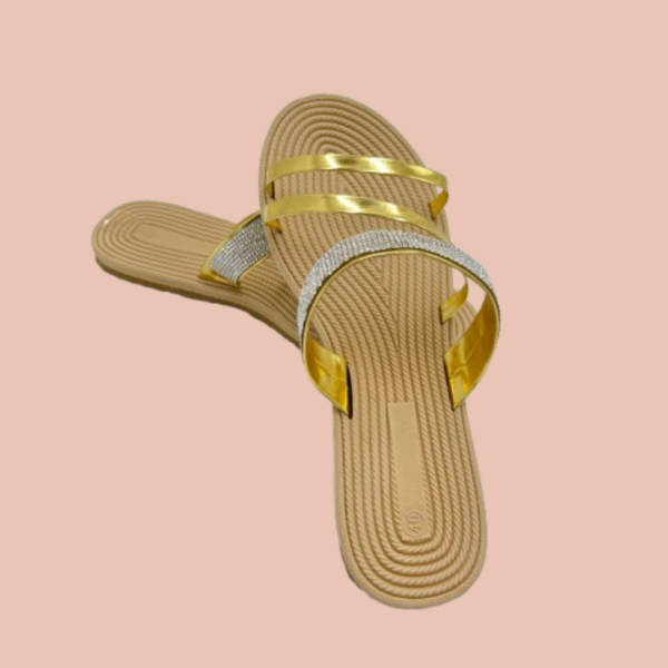 Sandales dorées à strass