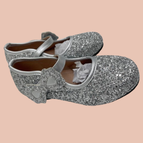 Ballerines Mary Jane à paillettes argentées